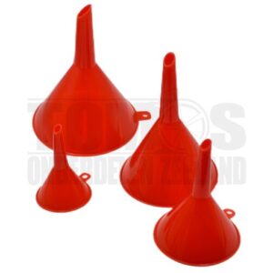 Trechterset rood benzine / koppelingsolie 4-delig