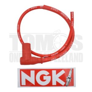 Bougiekabel 7mm Racing met bougiedop rood CR4 NGK
