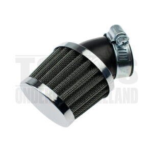 Powerfilter luchtfilter 32mm chroom 45 graden zwart schuin Dellorto PHBG