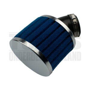 Powerfilter luchtfilter schuim 28mm / 35mm chroom 45 graden blauw Dellorto PHBG / PHVA