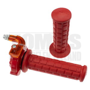 Snelgas rechts greepset gashendel haaks M84 rood / oranje Lusito