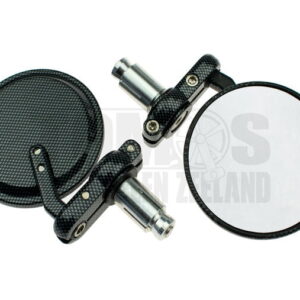 Spiegelset bar-end insteek rond zwart carbon 12mm / 18mm universeel
