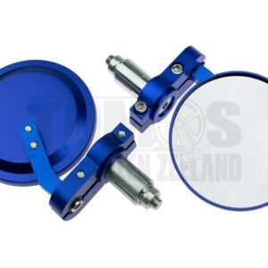 Spiegelset bar-end insteek rond blauw 12mm / 18mm universeel