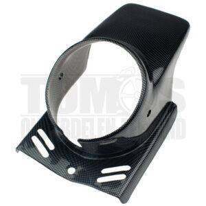Koplampkap spoiler rond zwart carbon 130mm