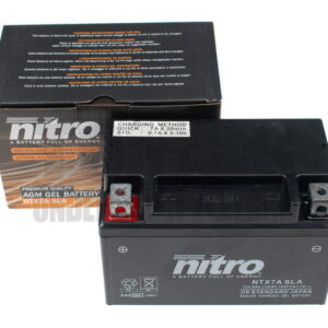 Accu 12V Nitro NTX7A-BS 6AH gel 4-takt AGM / GY6 / BTC onderhoudsvrij