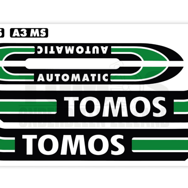 Tomos Stickerset glans standaard automatic zwart / donkergroen compleet set