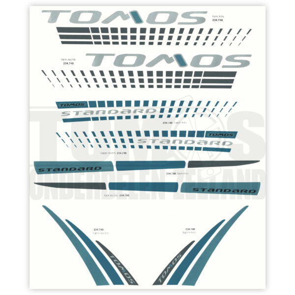 Tomos Stickerset standaard Sticker zwart / blauw compleet set