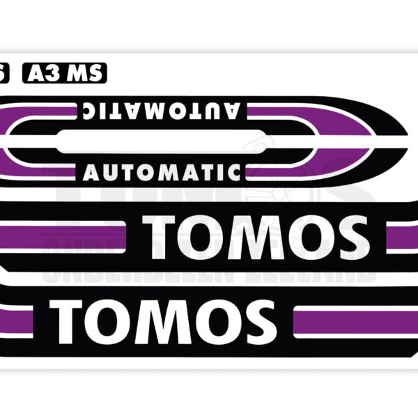Tomos Stickerset glans standaard automatic zwart / paars compleet set