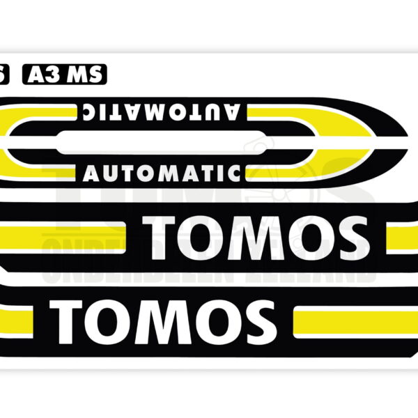 Tomos Stickerset glans standaard automatic zwart / geel compleet set