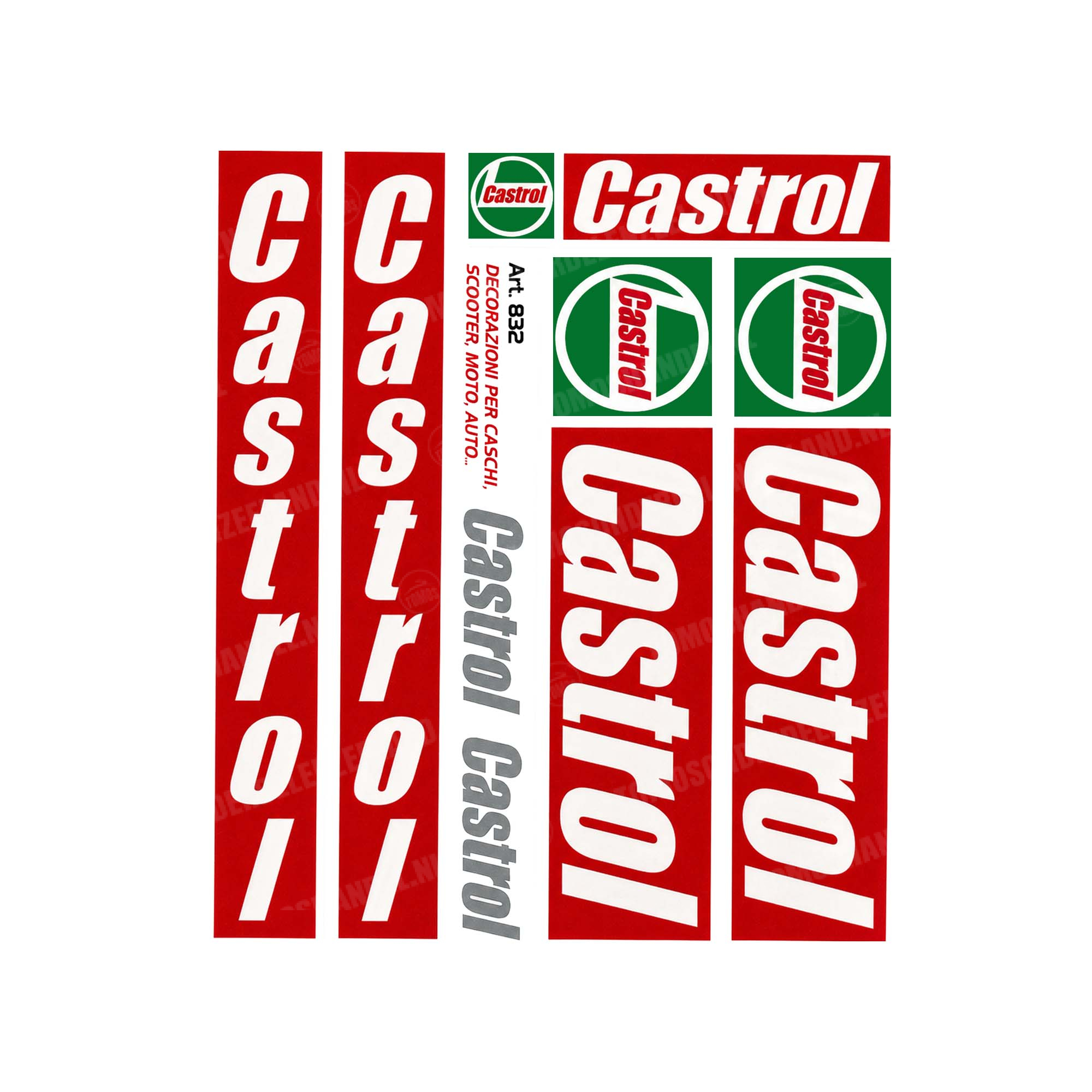 Stickerset Castrol rood 6-delig