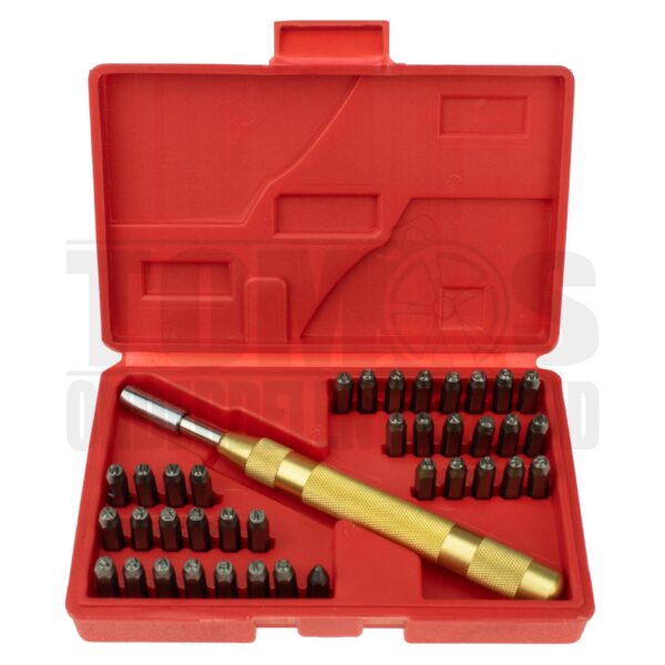 Slagletter / cijferset 4mm met slagijzer 38-delig