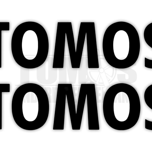 Tomos Tank stickerset (losse letters) links / rechts zwart 25x60mm