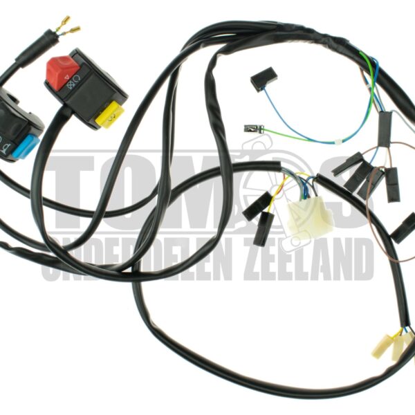Tomos Kabelboom compleet voorzijde E-start met schakelaars en remlichtaansluiting zonder knipperlicht aansluiting origineel