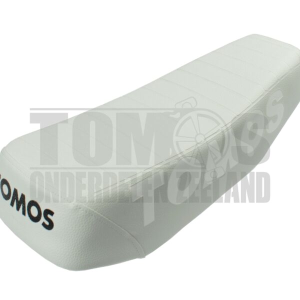 Tomos Zadel buddyseat lang met gestanst zijkant logo wit A3 / A35 / diverse modellen