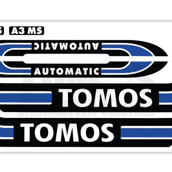Tomos Stickerset glans standaard automatic zwart / donkerblauw compleet set