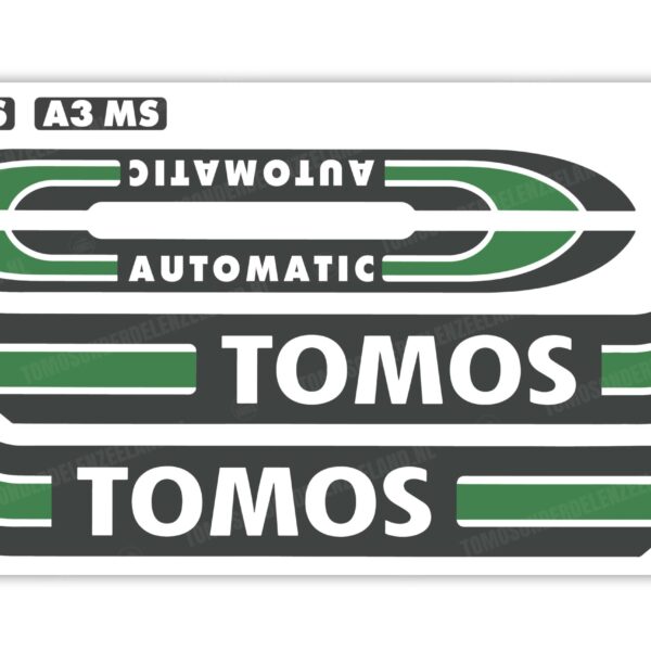 Tomos Stickerset mat standaard automatic zwart / donkergroen compleet set