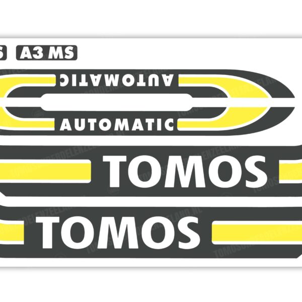 Tomos Stickerset mat standaard automatic zwart / geel compleet set