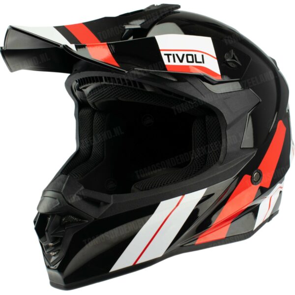 Helm Vito Crosshelm Tivoli glans zwart / rood wit