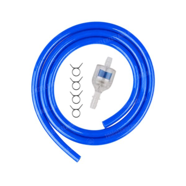 Benzineslang 5x8mm met benzinefilter blauw 1 meter universeel