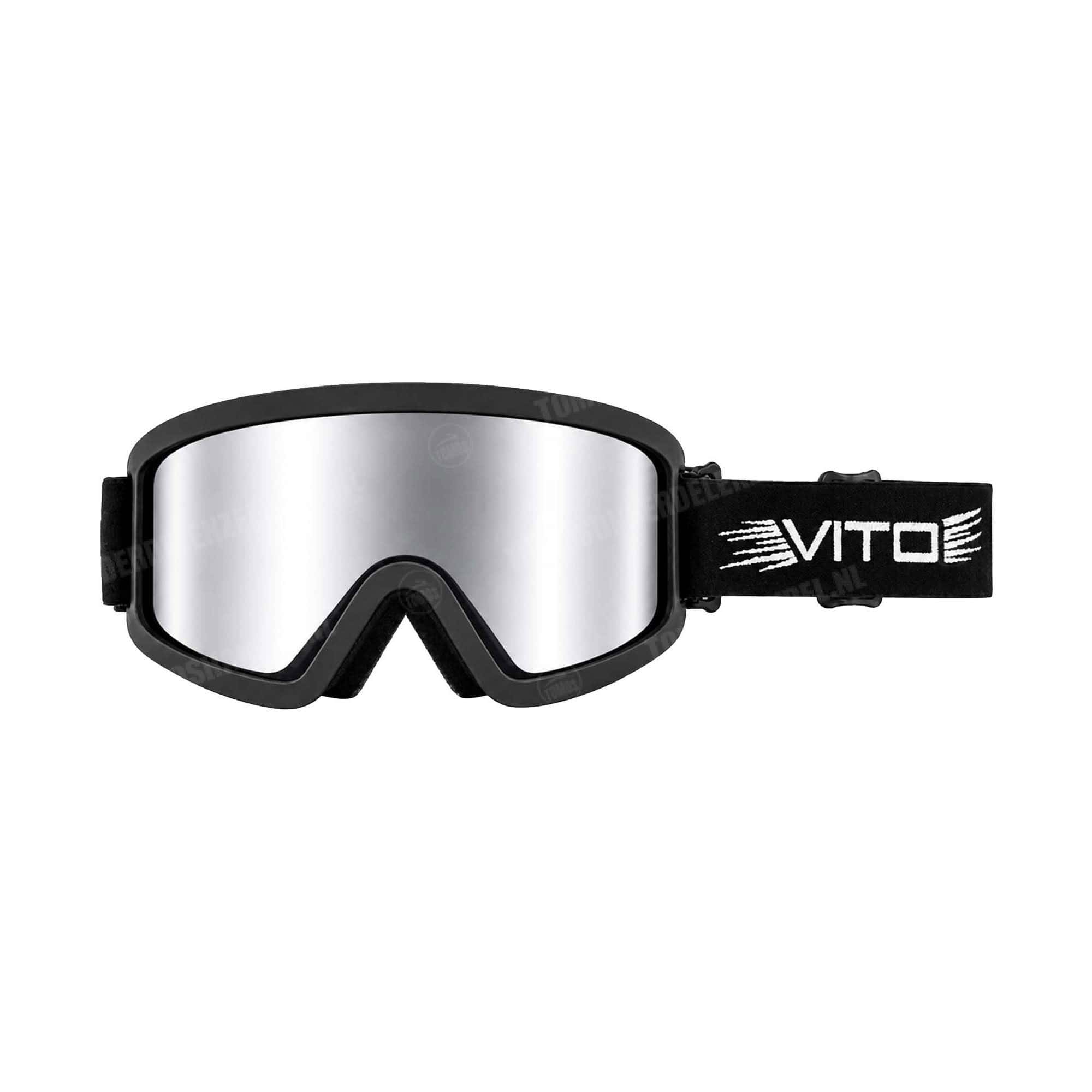 Vito Crossbril Fury zwart mirror / spiegel zilver universeel